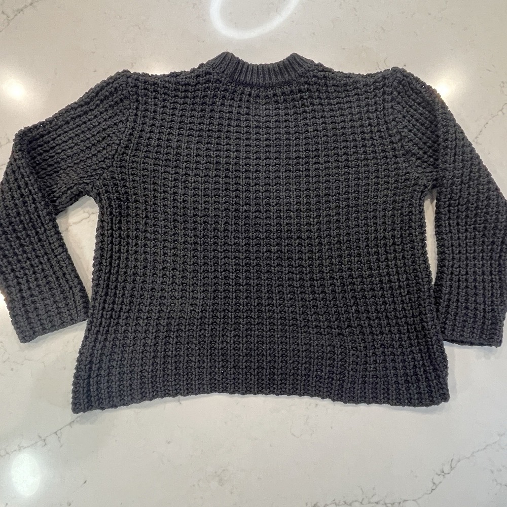 Anine Bing‎ Chunky Knit Sweater Womens Small Oversized Boxy Crewneck Charcoal - Picture 2 of 8